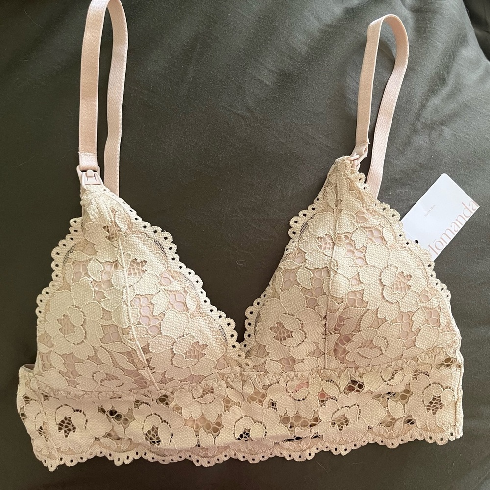 Lace plunge nursing Bralette in Cream by Momanda